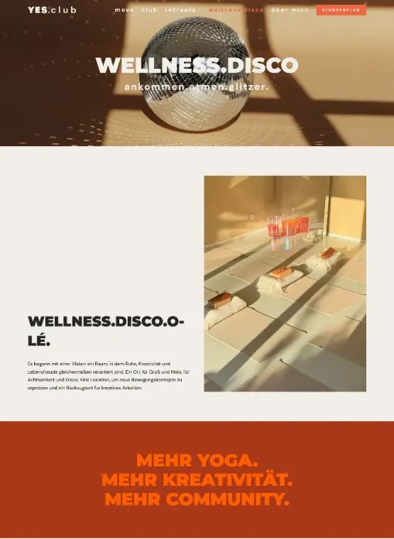Wellness Disco: the studio, also rentable for events.